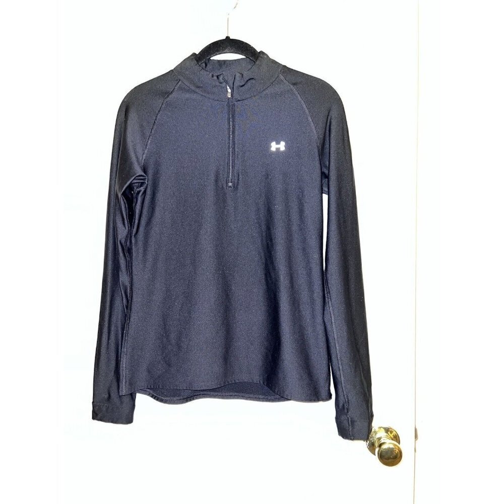 UNDER ARMOUR Womens Black 1/4 Zip Active Long Sleeve Thumbholes Top Sz M